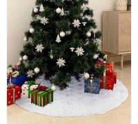 vidaXL Falda de árbol de Navidad de lujo blanca de 90 cm de piel sintética