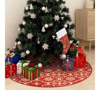 vidaXL Falda de árbol de Navidad de lujo con calcetín roja 150 cm