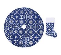vidaXL Falda del árbol de Navidad de lujo con calcetín tela azul 90 cm