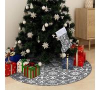 vidaXL Falda del árbol de Navidad de lujo con calcetín tela gris 150cm