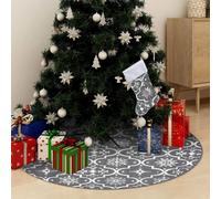 vidaXL Falda del árbol de Navidad de lujo con calcetín tela gris 90 cm