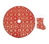 vidaXL Falda del árbol de Navidad de Lujo con calcetín Tela roja 90 cm