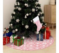 vidaXL Falda del árbol de Navidad de lujo con calcetín tela rosa 122cm