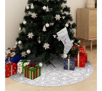 vidaXL Falda del árbol de Navidad de lujo y calcetín tela blanco 122cm