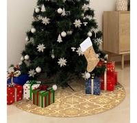 vidaXL Falda del árbol de Navidad lujo y calcetín tela amarillo 150cm