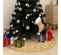 vidaXL Falda del árbol de Navidad lujosa y calcetín tela amarillo 90cm