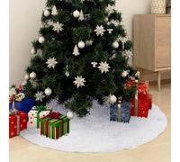 vidaXL Falda para árbol de Navidad blanca de 90 cm de piel sintética