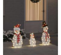 vidaXL Familia de Muñecos de Nieve Iluminados 3 uds. Cálido 56 x 80 cm