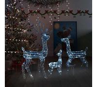 vidaXL Familia de renos de Navidad acrílico 300 LEDs blanco frío