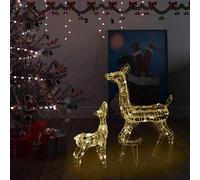 vidaXL Familia de renos de Navidad acrílico blanco cálido 160 LEDs