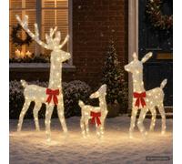 vidaXL Familia de renos de Navidad con LED 300 LED Blanco Cálido