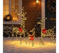 vidaXL Familia de renos de Navidad con LED 700 LED Blanco Cálido