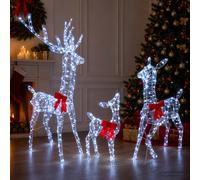 vidaXL Familia de renos de Navidad con LED 700 LED Blanco frío