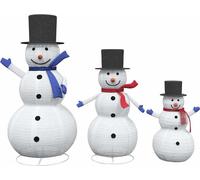 vidaXL, Familia de tres muñecos de nieve navideños, luz cálida, 55 x 122 cm