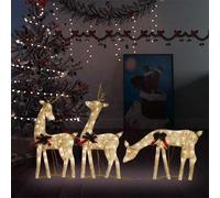 vidaXL Familia renos de Navidad malla dorada blanco cálido 270x7x90 cm