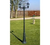 vidaXL Farola de jardín 2 lámparas 215 cm aluminio verde oscuro/negro