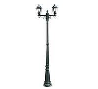 vidaXL Farola de jardín 2 lámparas 215 cm aluminio verde oscuro/negro