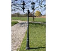 vidaXL Farola de jardín 2 brazos 230 cm verde oscuro/negro aluminio