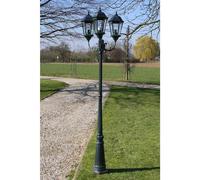 vidaXL Farola de jardín 3 brazos 230 cm verde oscuro/negro aluminio