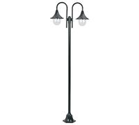 vidaXL Farola de jardín 2 luces aluminio verde oscuro E27 220 cm