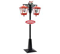 vidaXL Farola de Navidad con Papá Noel Iluminada Al aire libre PVC Rústico Negro y Rojo