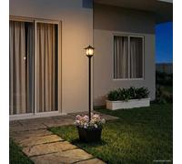 vidaXL Farola Solar con Macetero with LED Bulb Negro 32 x 32 x 158 cm