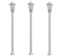 vidaXL Farolas de exterior 3 unidades acero inoxidable 120 cm Color Negro, Plateado, y mas