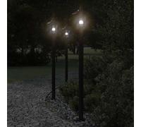 vidaXL Farolas de exterior 3 unidades acero inoxidable negro 120 cm