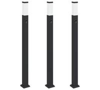 vidaXL Farolas de poste con sensor, 3 unidades, 110 cm, color negro, IP44