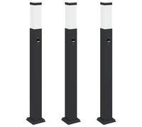 vidaXL Farolas de poste con sensor, 3 unidades, 80 cm, negras, IP44