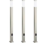 vidaXL Faroles de poste con salida, 3 unidades, 110 cm, acero inoxidable, IP44