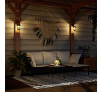 vidaXL Faroles solares pared exterior parpadeante blanco cálido 4 uds