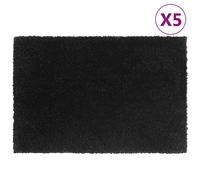 vidaXL Felpudos 5 unidades fibra de coco negro 40x60 cm