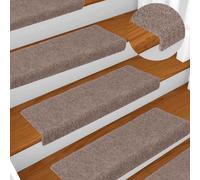 vidaXL Felpudos autoadhesivos para escaleras, 5 Unidades, 65 x 21 x 4 cm, Borde Rectangular marrón Claro