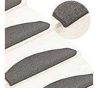 vidaXL Felpudos para escaleras (15 unidades, 65 x 21 x 4 cm, gris, semicirculares, grandes)