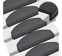 vidaXL Felpudos para escaleras 15 unidades 65x24x4 cm antracita semicirculares grandes