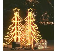 vidaXL Figura árbol Navidad plegable 2 pzas blanco cálido 87x87x93 cm