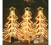 vidaXL Figura árbol Navidad plegable 3 pzas blanco cálido 87x87x93 cm