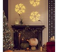 vidaXL Figura de Navidad de copo de nieve con LED 3 piezas 27x27 cm