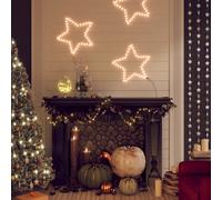 vidaXL Figuras estrellas Navidad con 48 LED 2 uds blanco cálido 56cm