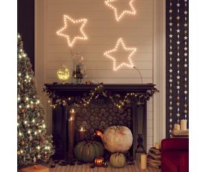 vidaXL Figuras estrellas Navidad con 48 LED 2 uds blanco cálido 56cm