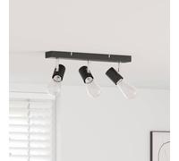 vidaXL Foco de techo con focos Negro 38 x 6,5 x 11,5 cm Metal