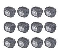 vidaXL Foco LED solar de exterior con forma de piedra 12 uds