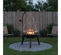 vidaXL Fogón con rejilla de grill ajustable ⌀55,5 x 107,5 cm Acero