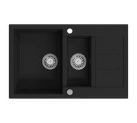 vidaXL Fregadero Cocina 2 Senos Granito Fregadero Lavabo Caño Lavaplatos Color Beige, Blanco, Negro y mas