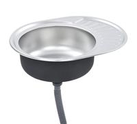 vidaXL Fregadero Cocina con Colador y Sifón Ovalado Pila Lavabo Alberca de Comedor Baño Servicio Grifo Lavar Olla Platos Integrado Acero Inoxidable