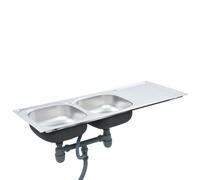 vidaXL Fregadero Cocina con Colador y Sifón Acero Inoxidable Ovalado Lavabo Dimensiones 42 x 16 cm, 57 x 45 x 16 cm, 48 x 16 cm y mas