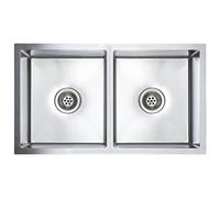 vidaXL Fregadero Cocina Hecho a Mano Doble Seno Grado Alimentario Diseño de 2 Seno Extraprofundo Flujo Rápido Acero Inoxidable