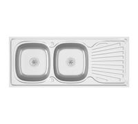 vidaXL Fregadero de Cocina 2 Senos Acero Inoxidable Lavabo Dimensiones 1200 x 500 x 155 mm, 1200 x 600 x 155 mm