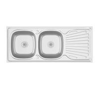 vidaXL Fregadero de Cocina 2 Senos Acero Inoxidable Lavabo Dimensiones 1200 x 500 x 155 mm, 1200 x 600 x 155 mm